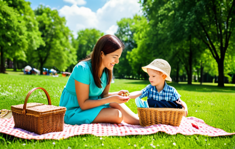 **
"A family-friendly summer picnic scene in a lush green park, safe for work, appropriate content. A mother is applying sunblock to her child's arm. Both are fully clothed in modest, colorful summer attire. A picnic basket, blanket, and other picnic essentials are visible in the background. Perfect anatomy, correct proportions, natural pose, professional photography, bright sunny day, high quality."
**