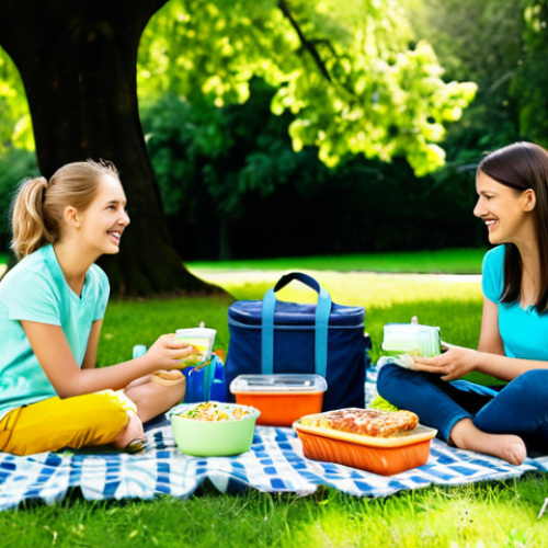Home 22 **
"A family-friendly picnic scene in a lush green park, featuring a fully clothed family enjoying a meal spread out on a blanket. A soft thermal bag sits nearby, filled with food containers and water bottles. Focus on the joy and togetherness of the family. Safe for work, appropriate content, fully clothed, professional photography, perfect anatomy, natural proportions, bright and cheerful lighting, high quality."
**