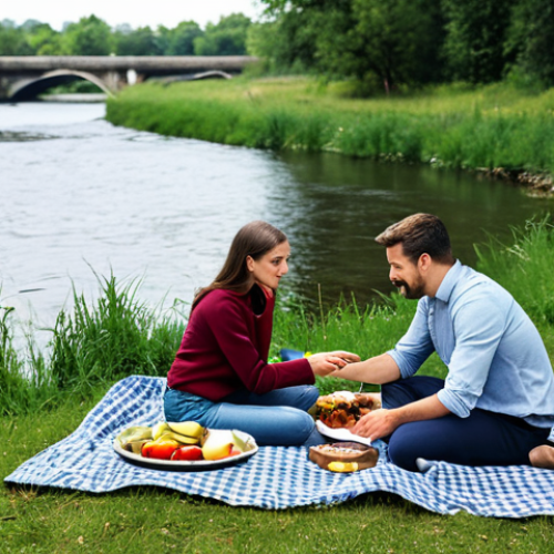 Home 9 **
"Friends having a picnic by a river, fully clothed, modest attire. Barbecue, picnic blanket, natural scenery. Safe for work, appropriate content, professional photography, perfect anatomy, correct proportions, family-friendly, well-formed hands, proper finger count."
**