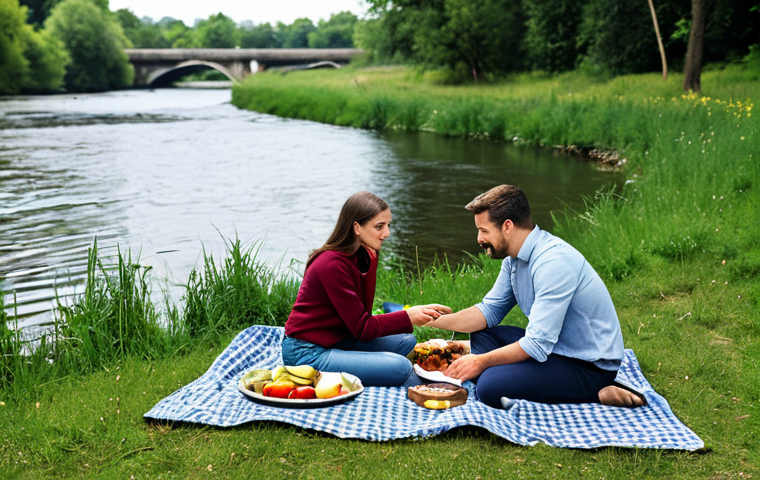 **

"Friends having a picnic by a river, fully clothed, modest attire. Barbecue, picnic blanket, natural scenery. Safe for work, appropriate content, professional photography, perfect anatomy, correct proportions, family-friendly, well-formed hands, proper finger count."

**